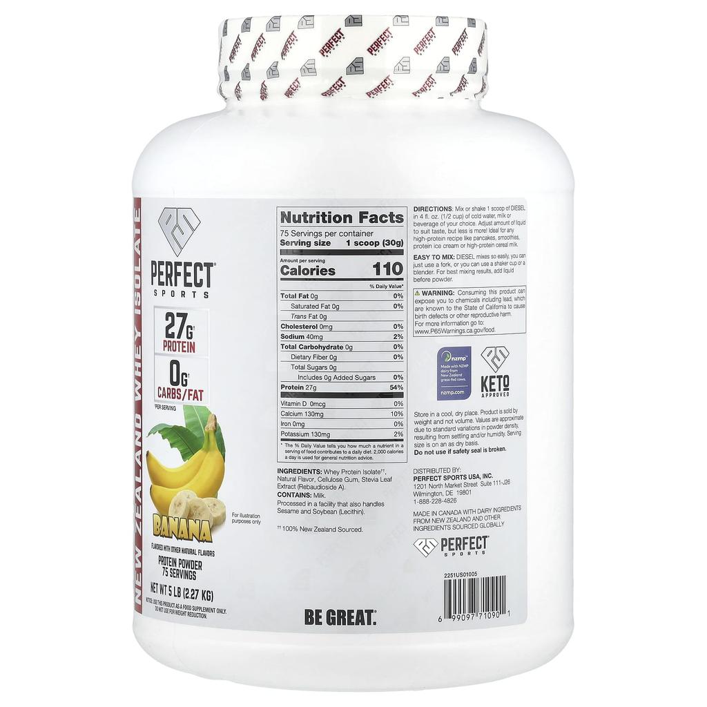 Diesel®, New Zealand Whey Isolate, Banana Flavour, 2.27Kg (5Lb)