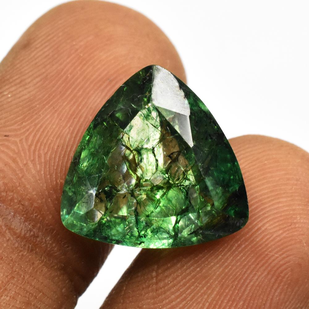 Natural Green Emerald Loose Gemstone 9.30 ct Muzo Trillion Cut for Jewelry Making and Crafts