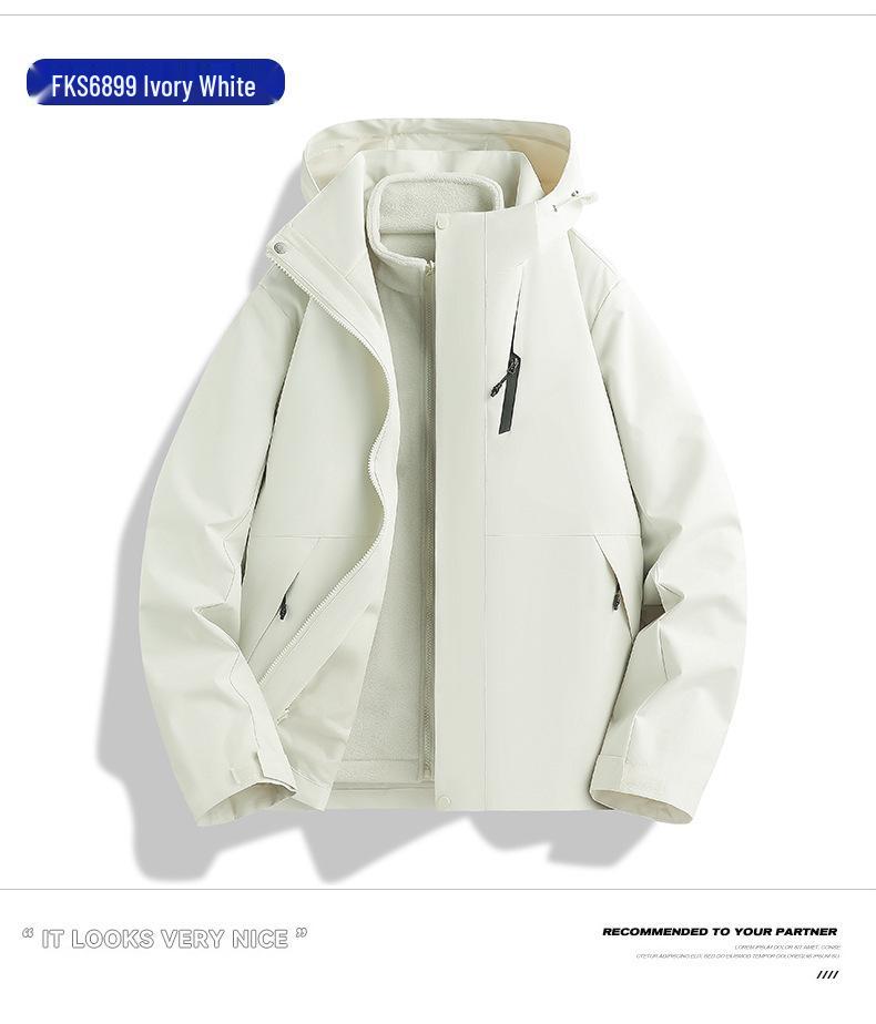 Giacca da sci 3-in-1 Unisex: Antivento, Impermeabile, Cappuccio Staccabile, Foderato in Pile per Sport all'Aperto e Arrampicata