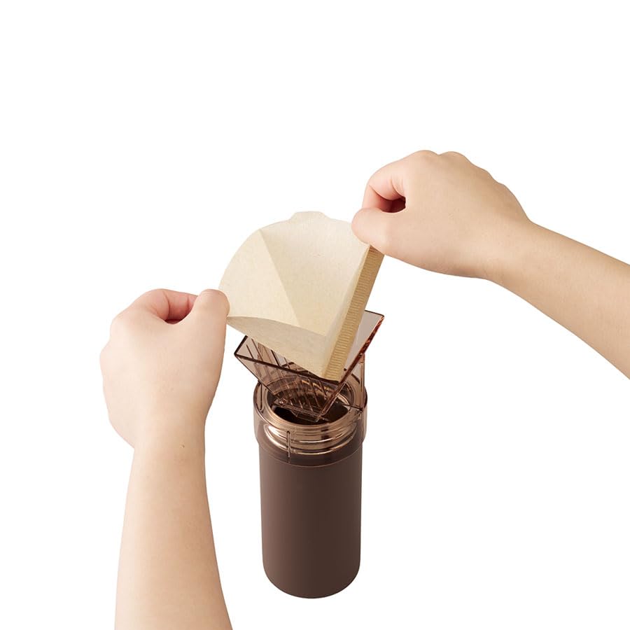 MOTTERU Coffee Drip Thermo Bottle 300ml (Brown) Thermo Stainless Steel Bottle Hot Coffee Coffee Thermos Vacuum Dual Structure Heat Retention Cold