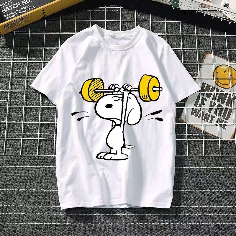 

Funny Summer Fashion Snoopy Cartoon Printed Men s and Women s T-Shirts High Quality Cotton Casual Sports Short Sleeves Tops S