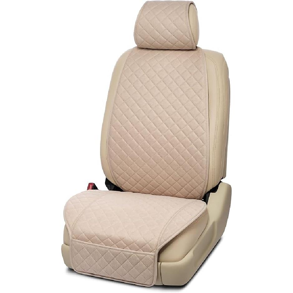 IVICY Leinen-Autositzbezug für Autos - Weich &; Atmungsaktive Front-Premium-Abdeckungen mit Anti-Rutsch-Schutz Universell passend für die meisten Autos, Vans, SUVs,