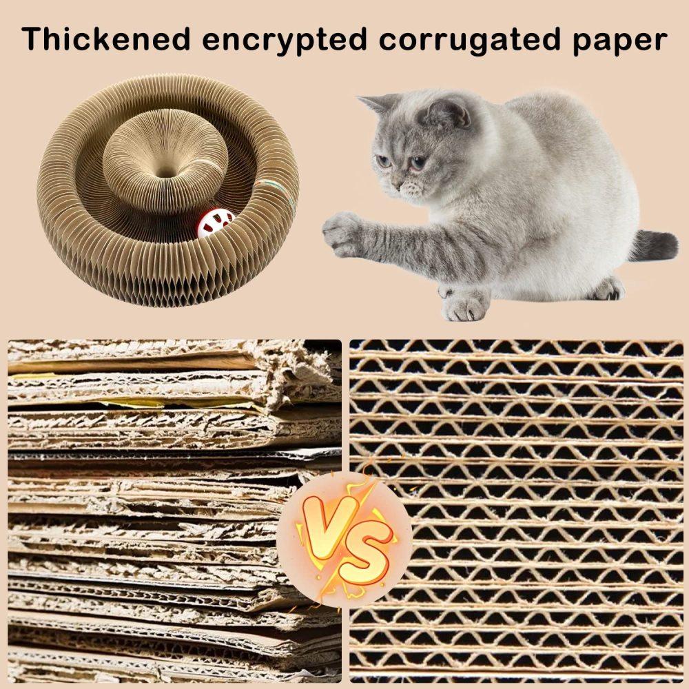 Katzenkratzbrett mit Glocke, 2-in-1-Kratzmatte aus Wellpappe, interaktives Kratzspielzeug, Kratzpappe, Kratzbaum