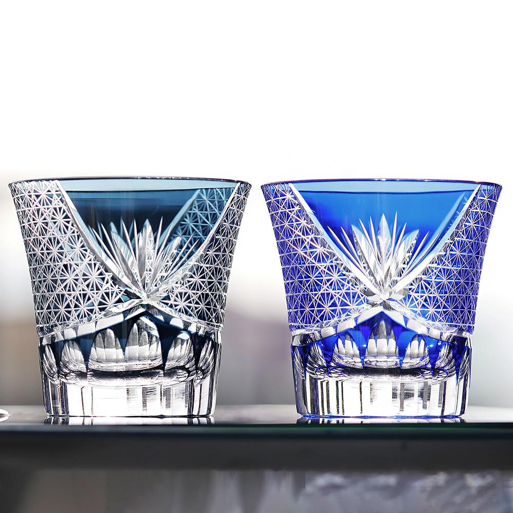 Edo Cut off Hand carved crystal glass wine glasses, Creative whisky glass, Japanese style chrysanthemum patterned beer mug