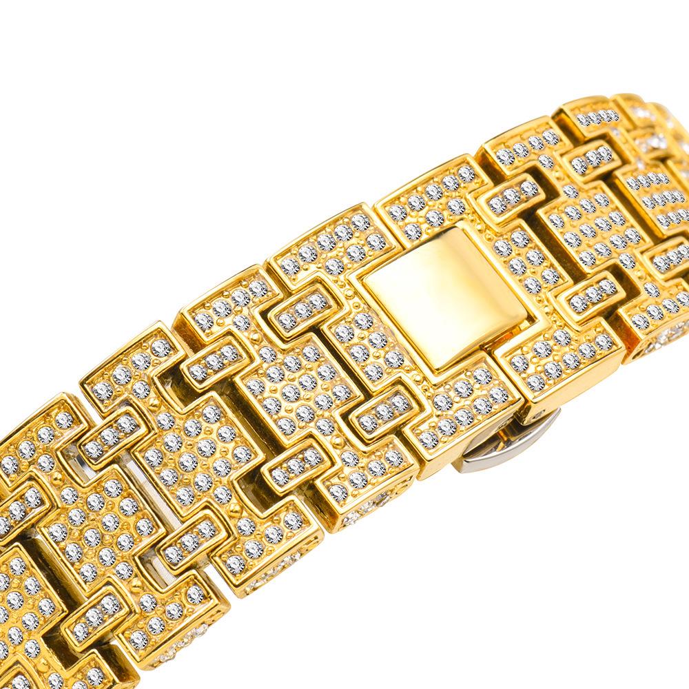 MISSFOX Men's Hip-Hop Fashion Chronograph: Full-Diamond Three-Eye Small Dial Sport Watch