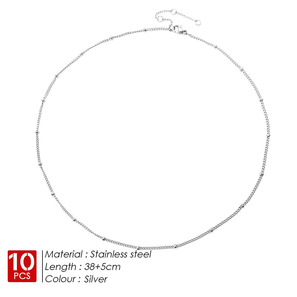 EMANCO 10PCS Bead Chain Stainless Steel Chain Choker Necklace Women Chain Necklace Sets for Women Gift Wholesale