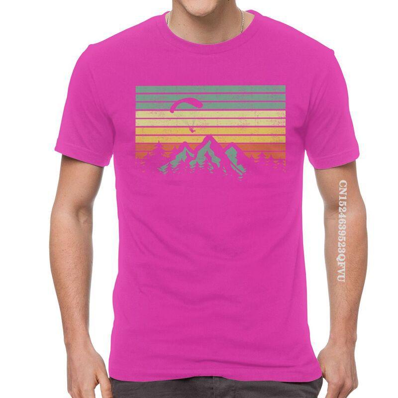Herren Vintage Gleitschirmsegel Über Bergen T-Shirts EMO Männer Gleitschirmflieger Paramotor Liebhaber T-Shirt Baumwolle Übergroßes T-Shirt