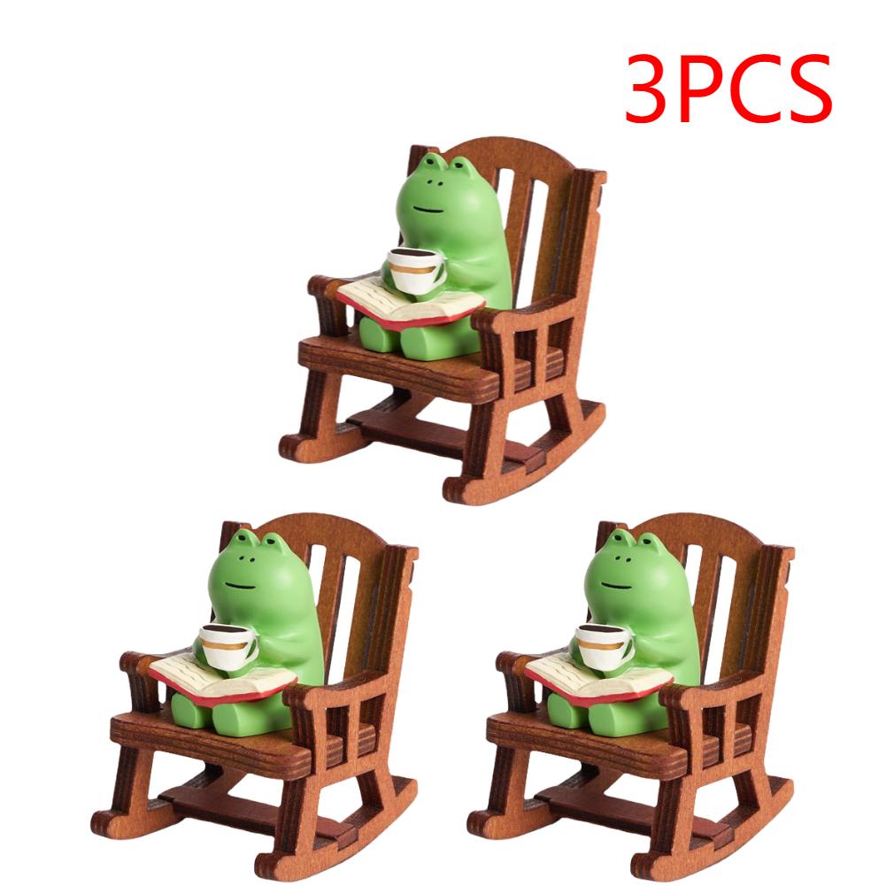 3/5PCS Frog Resin Put Mini Lovely Cure Small Desk Lamp Decoration Rocking Chair Reading Table Top Ornament Home Desk Handicraft