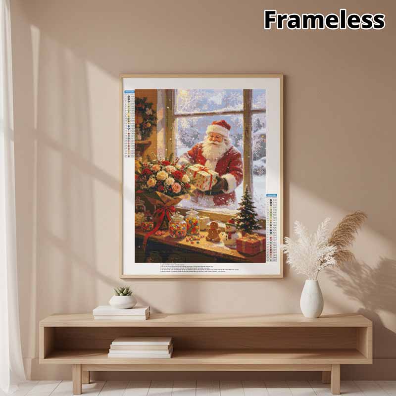 Full Drill Diamond Art Kit Christmas Santa DIY Rhinestone Painting Canvas Creative Handmade Gift Winter Holiday Decor for Dog Lovers