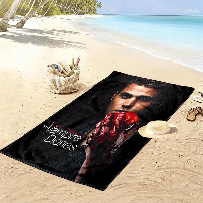 Blutdurst: Vampire Diaries Strandtuch Outdoor Camping Strandtuch für Urlaubsfotos Schwimmen Saugfähiges Badetuch schnelltrocknendes Badetuch Strand