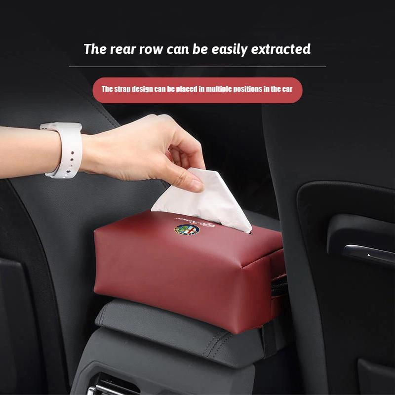 Car Leather Tissue Bag Tissue Storage Wrap For Alfa Romeo Giulietta Mito 159 Giulia Stelvio 156 147 Tonale Brera Disco Volante