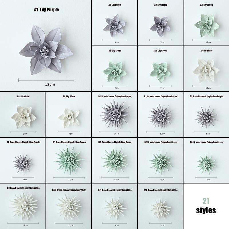 Creative Ceramic Flower Wall Decoration Ceramic Lily Flower Wall Hanging Crafts Home Livingroom TV Background Decor Ornaments