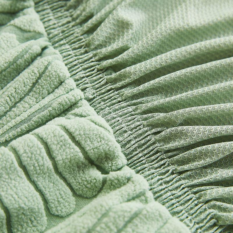 Leaf Texture All-Inclusive Skirt Sofa Cover with Ruffled Trim - Stretchy Polyester-Spandex Blend Fits 1-4 Seater Couches for Living Room, Bedroom