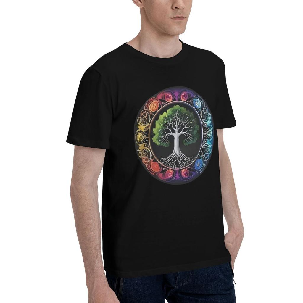 Colorful Tree Of Life 100 Cotton Casual Breathable Confortable Tshirt Funny Ugus TShirts Mens Wear