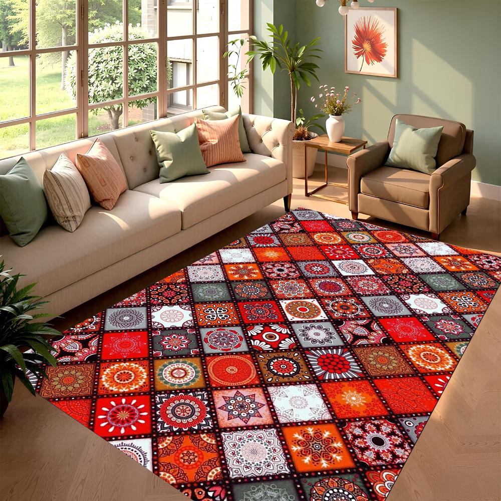 Bohemian Style Printed Carpet Ethnic Style Mosaic Pattern Door Mat Living Room Bedroom Decoration Rug