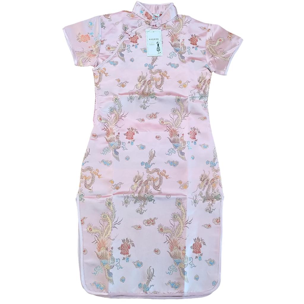 KOUKIDI Long Cheongsam with Embroidered Perfect for Ethnic Club Size 100cm Children's Pattern, Costumes, Qipao, Dress, Dress,