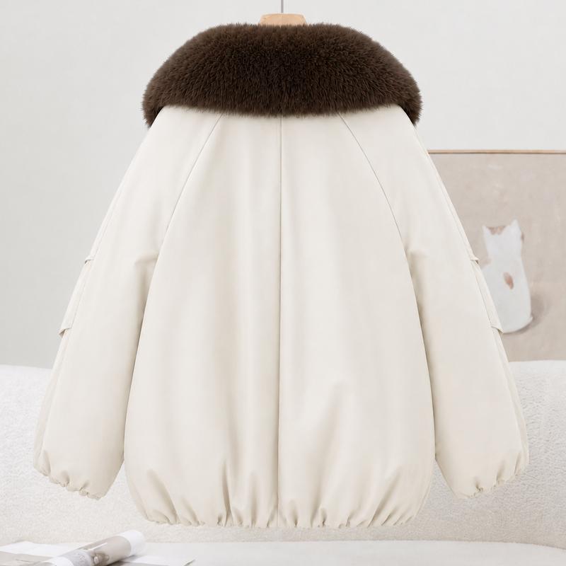 Damen Parka Jacke mit Kunstpelzkragen Reißverschluss Warm Locker Winter Dicke Oberbekleidung