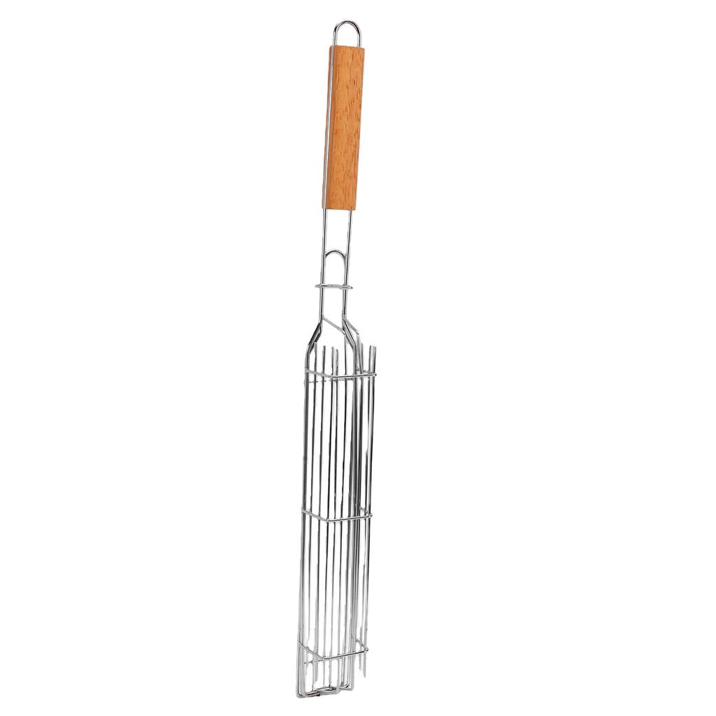 BBQ Grill Basket Heat Proof with Locking Mechanism Barbecue Roasting Rack for Outdoor Cooking Indoor Oven Wood
