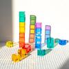 50/98Pcs Rainbow Crystal Acrylic Cubes Stacking Gem Blocks Sensory Building Blocks For Kids Learning Color Light Shadow Toy