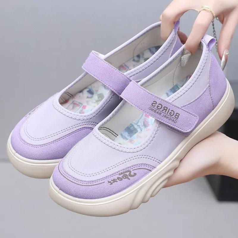 Shoes Women's Spring and Autumn New Velcro Lazy Shoes Shoes Round Head Breathable Comfortable Women's Shoes Fashion Single Shoes