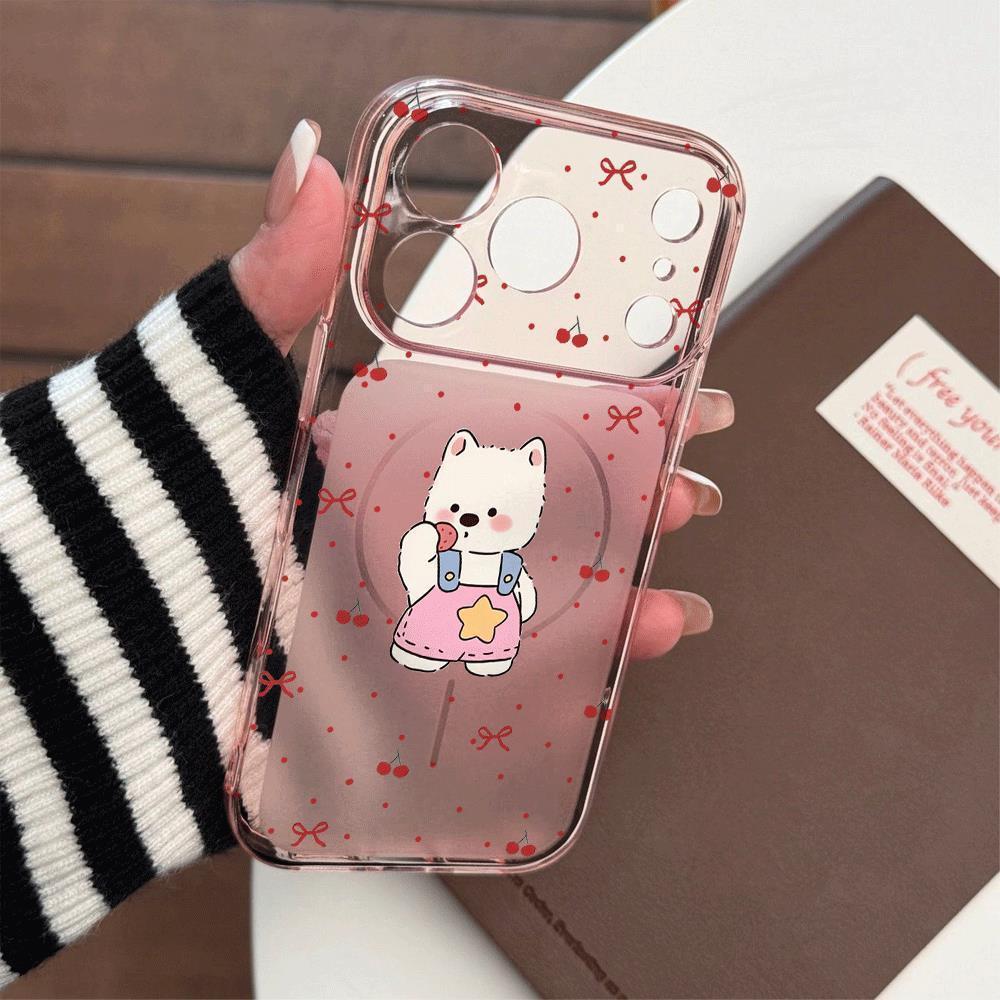 

Magnetic Window Large Dog Overalls – Compatible with Apple 17 Pro Max/16 Pro Pink Phone Case iPhone 17 Air