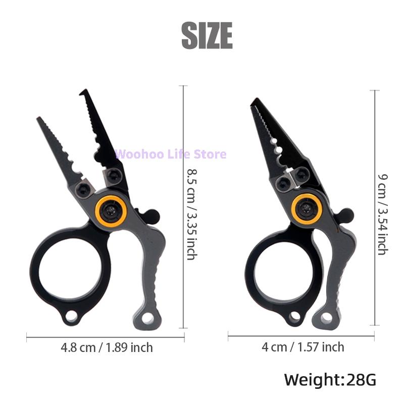 Compact Lockable Fishing Pliers Aluminum Alloy Mini Lure Pliers with Ring Opener And Line Cutter for Saltwater Outdoor Use