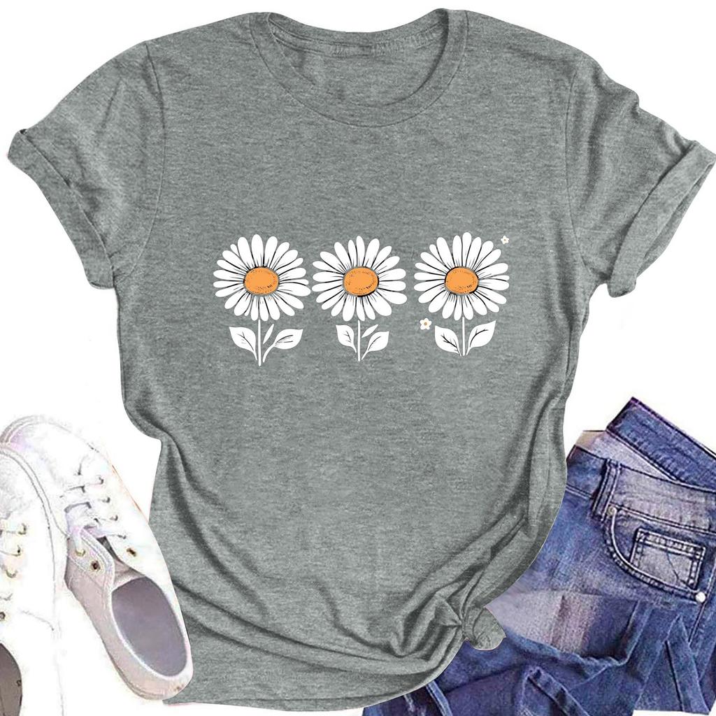 Bedrucktes Kurzarm-T-Shirt mit Rundhalsausschnitt für Damen