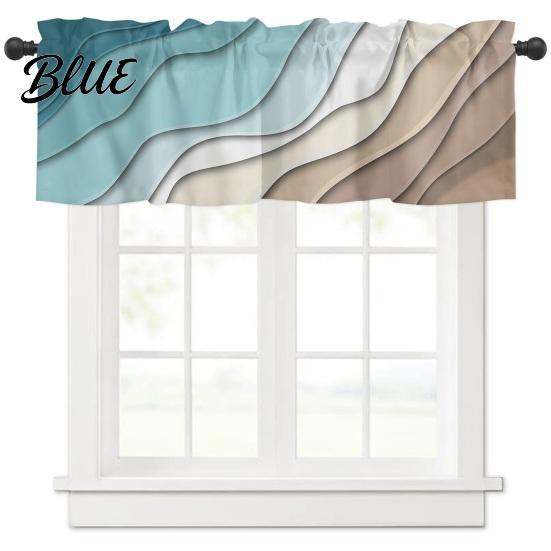 Blackout Curtain Valance Rod Soft Wave Sunshade Color Ocean Windows Gradient Decorative Aesthetic Pocket Window