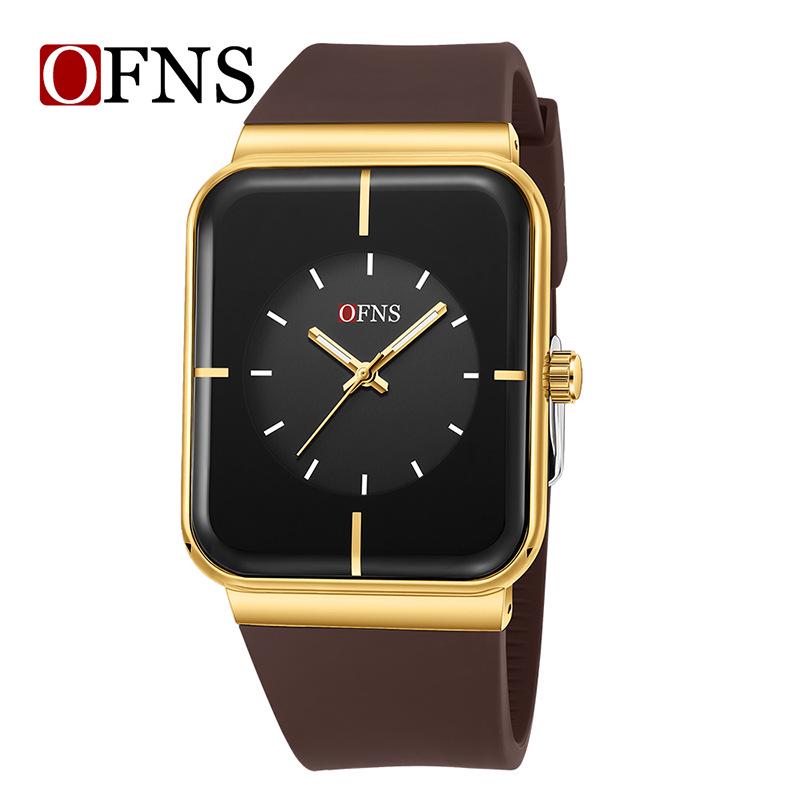 OFNS Unisex Fashion Square Quartz Watch with Luminous Waterproof Silicone Strap