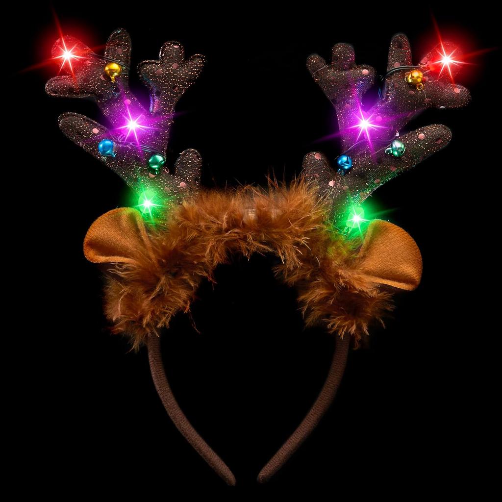 4PCS Christmas Reindeer Headband Light-Up Antlers Hat Party Supplies Holiday Parties Favors JOYFY LED for and Entertaining Play Safe Kid Friendly Fun