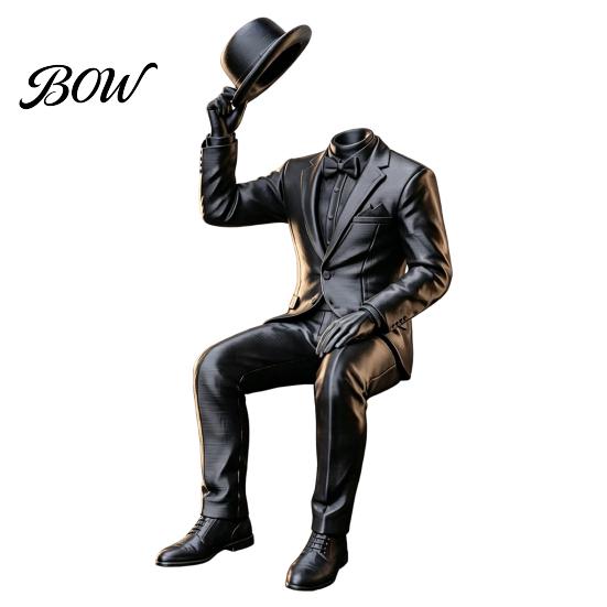 Unique Tabletop Ornaments 3D Printed Sitting Gentleman Ornament, Minimalist Abstract Faceless Figurine, Industrial Style Desk Decor Aesthetic