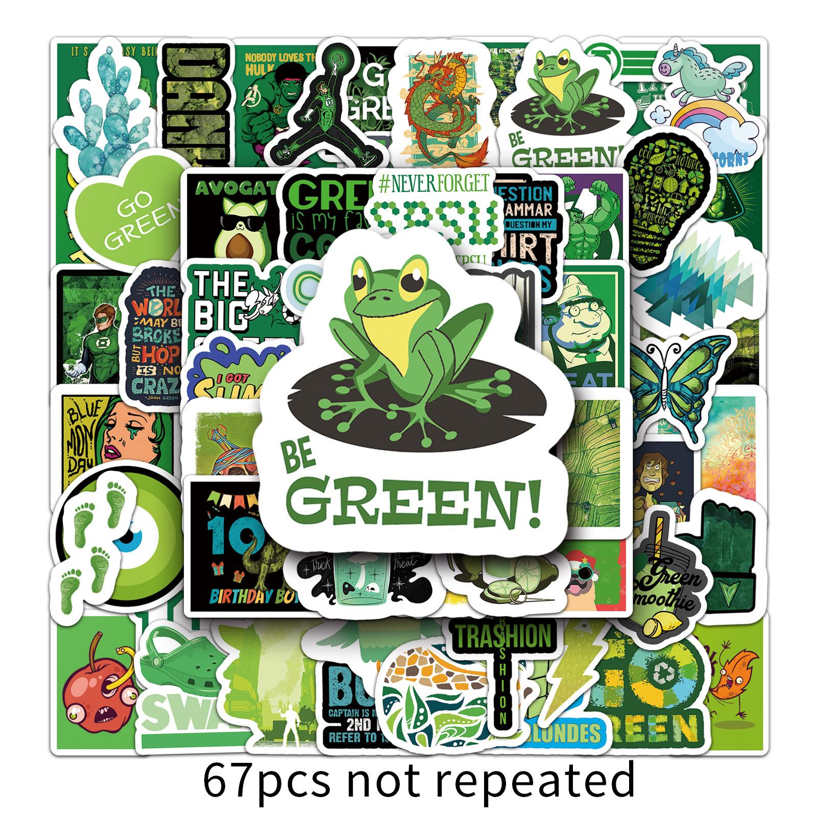 

67 Green Small Fresh Graffiti Suitcase Waterproof Self-adhesive Cartoon Bicycle Car Decoration Stickers