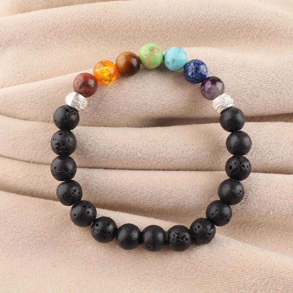 7 Chakra Bracelet, Lava Stone Bracelet, Healing Crystal Bracelet, Yoga Meditation Bracelet, Reiki Energy Bracelet DB-1