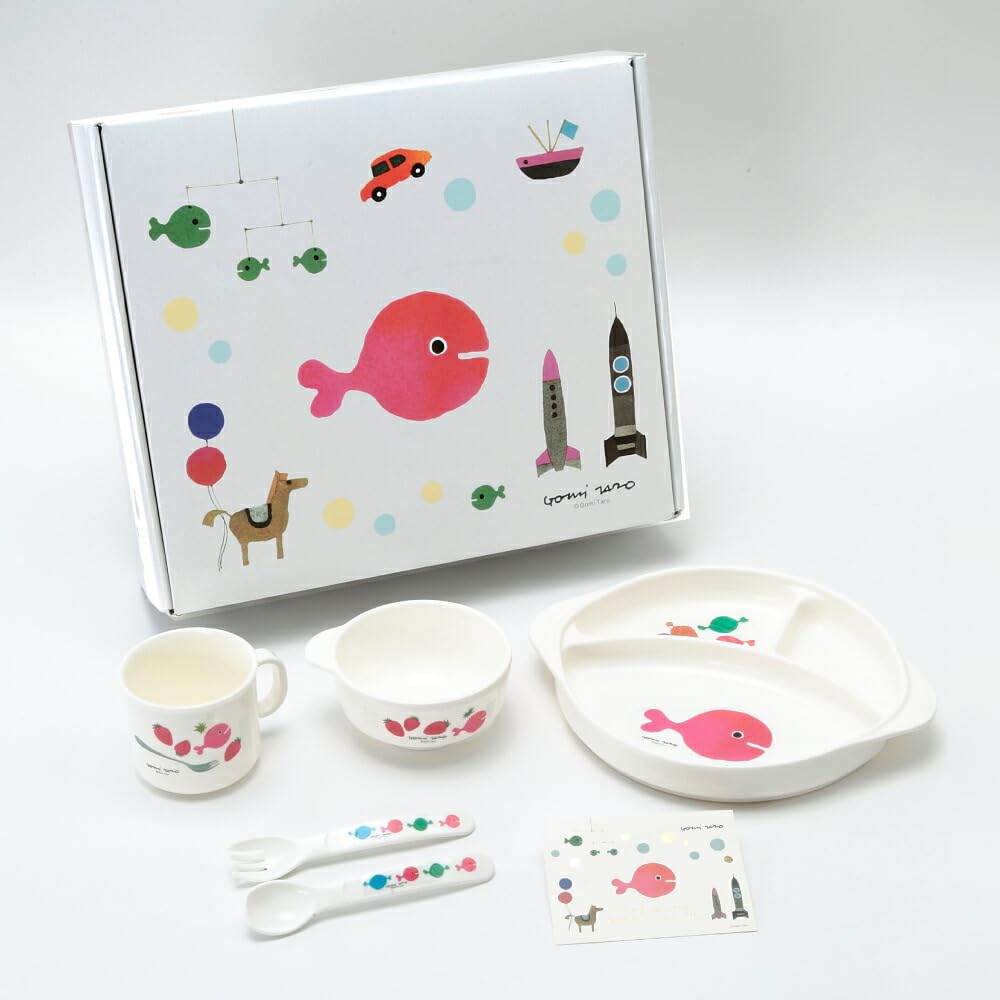 Gakken Goldfish Gomi Taro Tableware Gift Set K37002 Children's (White)