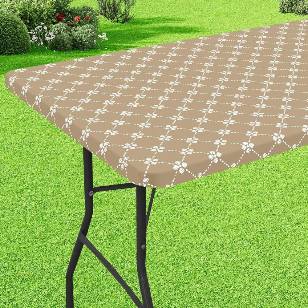 Elastic Edge Elastic Fitted Tablecloth Scratch Resistant Table Linen Table Cover  Camping