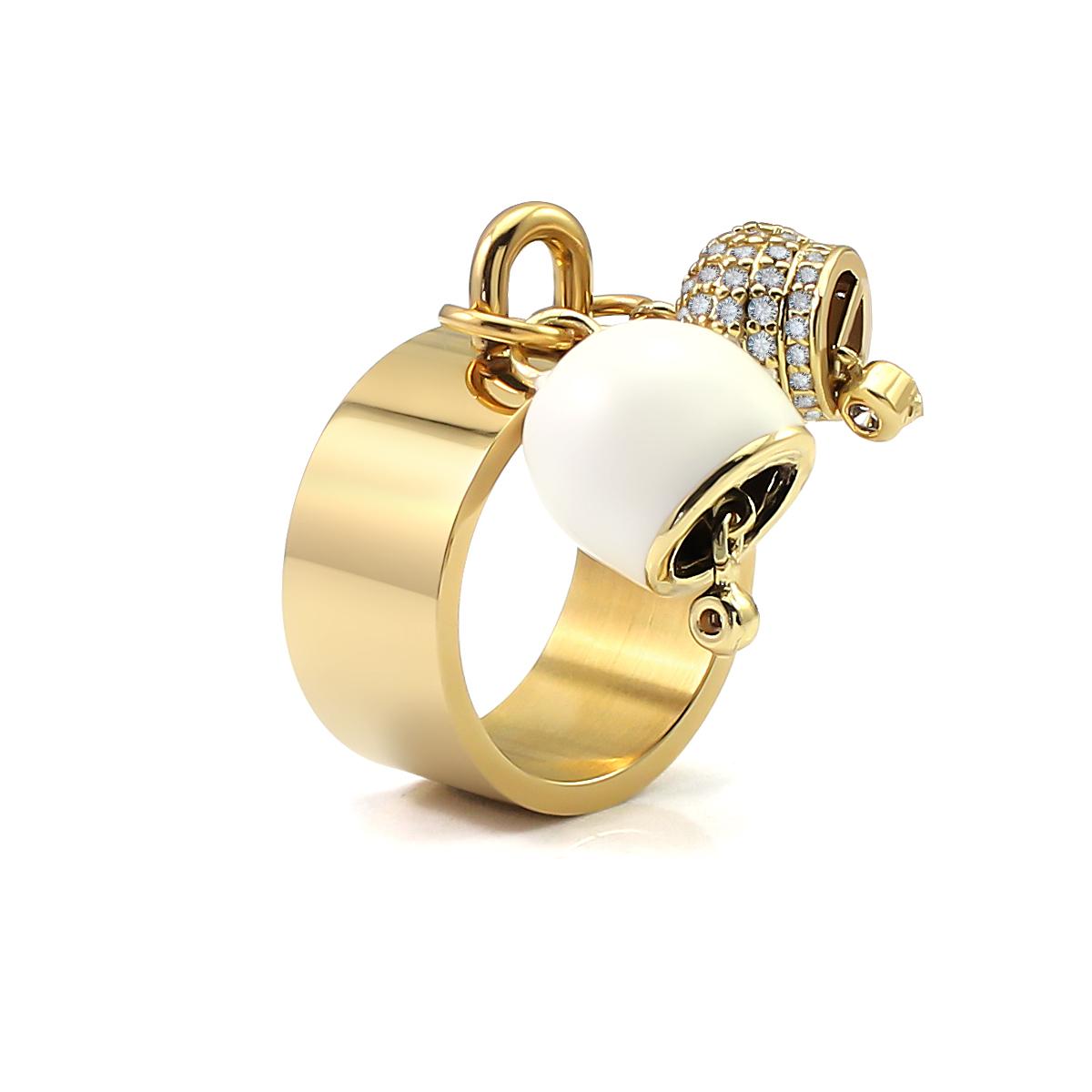 

Fashion Stainless Steel Stone Pendant Rings for Women Drop Ring Charm Finger Statement Rings Jewelry Gifts 6 золотой
