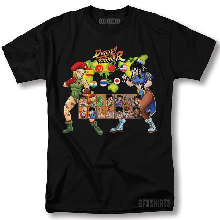 Dragon Fighter Chun-Li Vs Android Shirt Street Fighter Girl Gamer graphic TShirt Unisex T-Shirt M