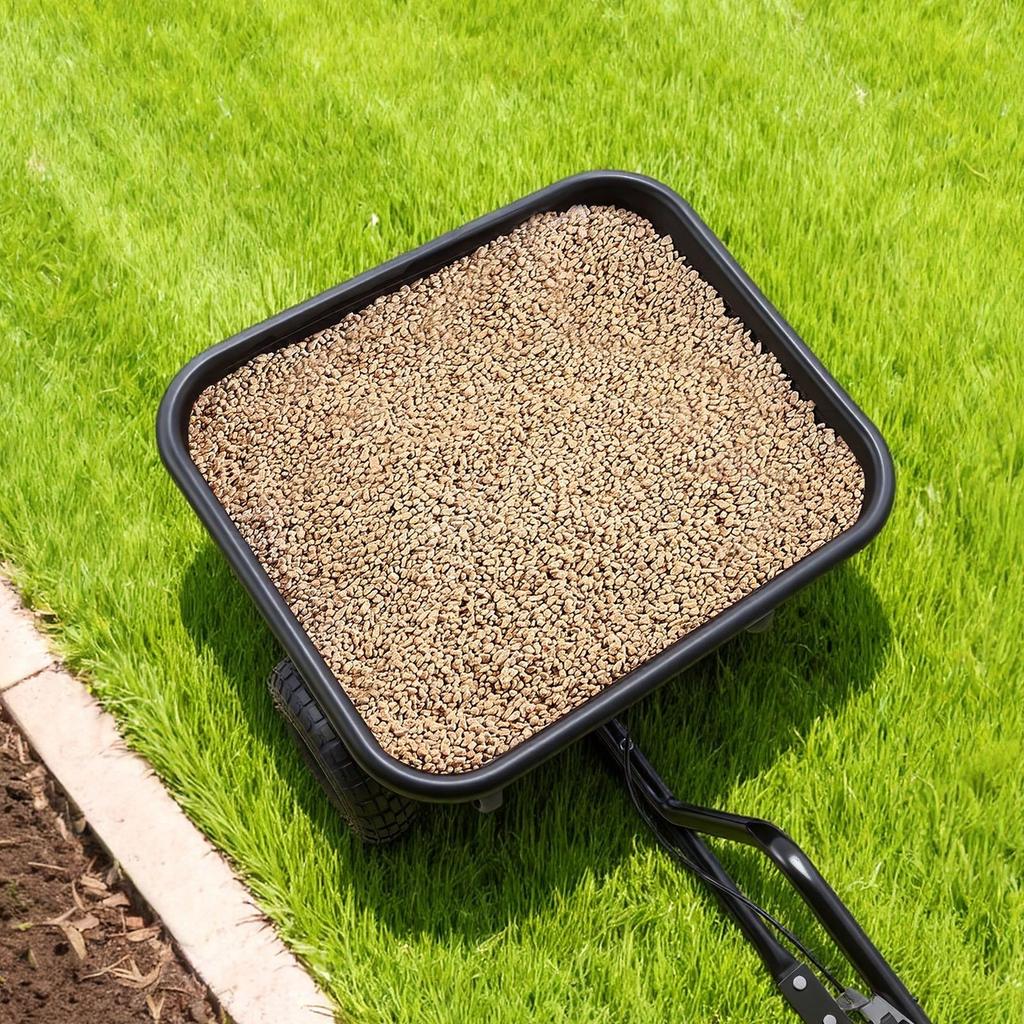Tow Behind Lawn Spreader, 3m Spreading Width, Garden & Lawn Spreader with Universal Hitch, 38.6kg Capacity & 10 in All-Terrain Tires, Seed Fertilizer