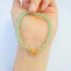 Vietnamese Sand Gold Bow Bracelet with Imitation Hetian Jade & Brass Gold-Plated Bells