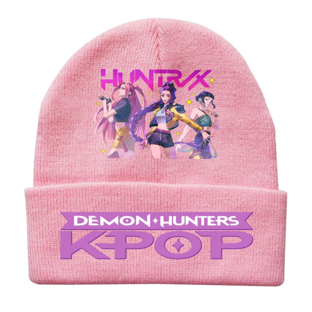 Kpop Demon Hunters Children Knit Beanie Cute And Charming Cartoon Printed Warm Cap Designed for Girls Fall Season Cold Season Outdoor Sports Birth