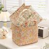 Floral Large Capacity Fabric Laundry Hamper with Easy Carry Handles Rural Pastoral Style Clothing Storage Baskets Home Organizer