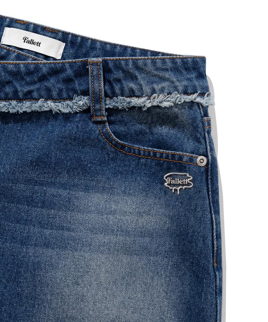 Pallet Wrap Denim Short Skirt Blue