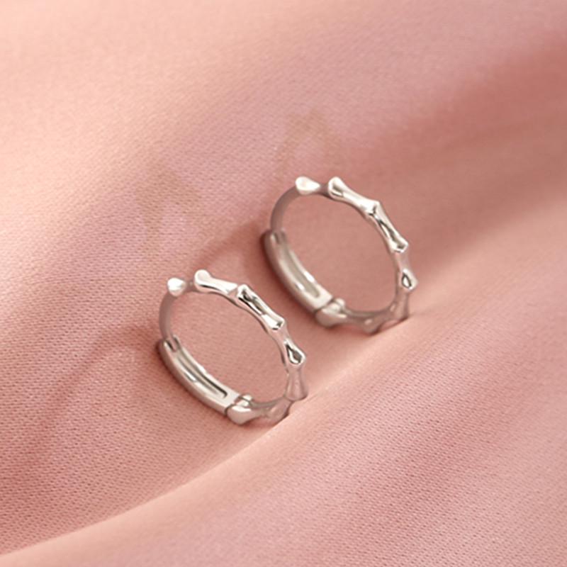 925 Sterling Silver Bamboo Hoop Earrings: Simple, Versatile Korean Style for Women - Summer Niche, Exquisite Geometric Design