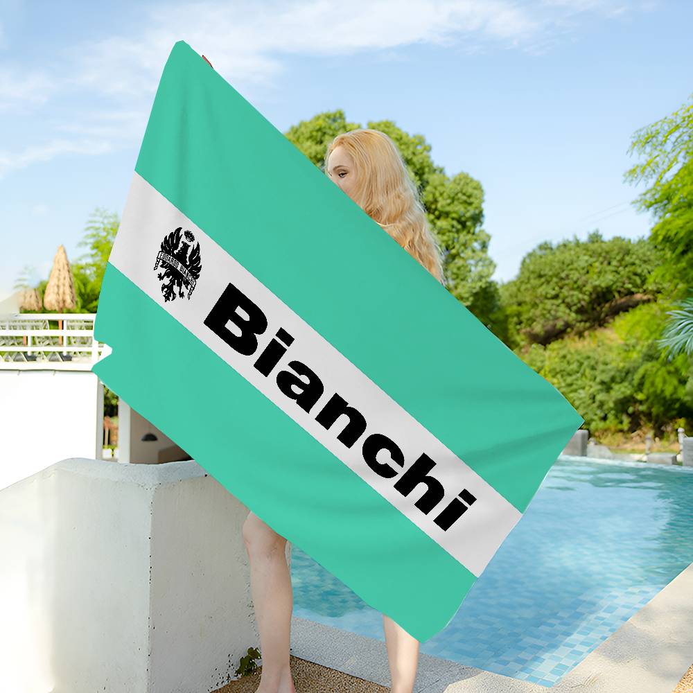 B-Bianchi Cykel Mikrofiber Printet Strandhåndklæde Bjergbestigning Yoga Strand Svømning Løb Absorberende Blødt Håndklæde