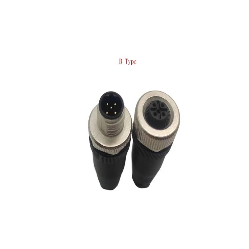 Waterproof IP67 A B D Type LED Sensor Weldless M12 3 4 5 8 12 Pin Aviation Connector Straight/Curved Male Female Plug Screw Lock