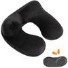 Inflatable Travel Pillow, Neck Pillow Support for Traveling, Airplanes, Cars, and Offices with Compact Carrying Bag, Soft Velvet Washable Cover,