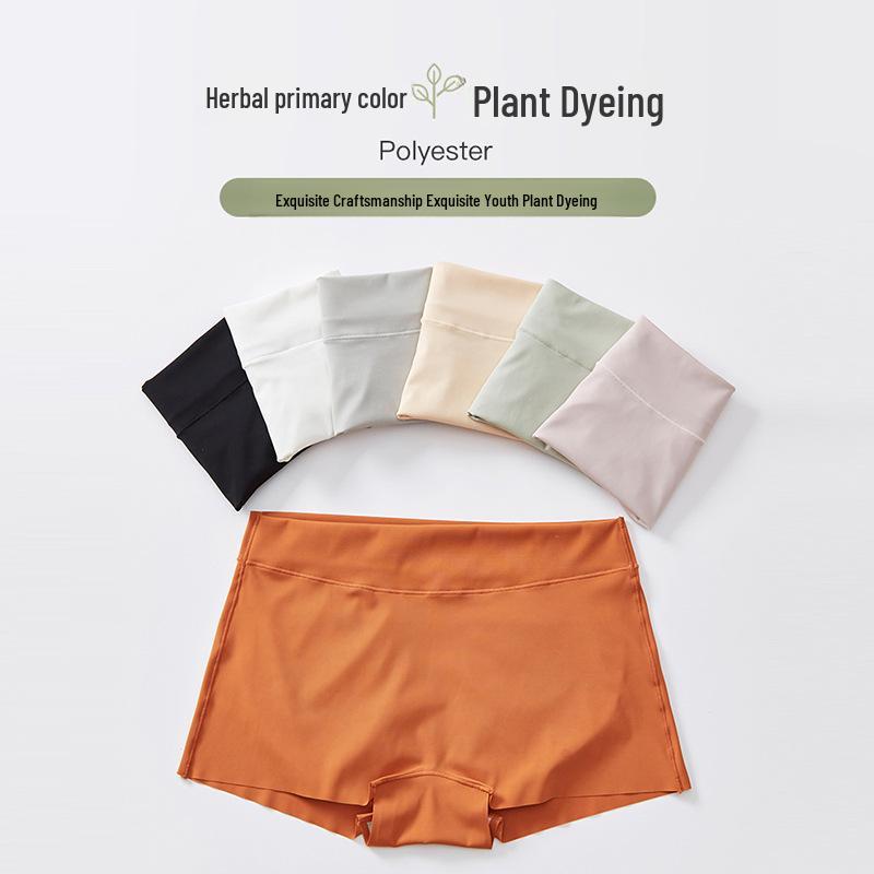 Seamless Women's Mid-Waist Boxer Briefs - Ice Silk, Breathable, Solid Color, Anti-Exposure Safety Shorts with Cotton Crotch