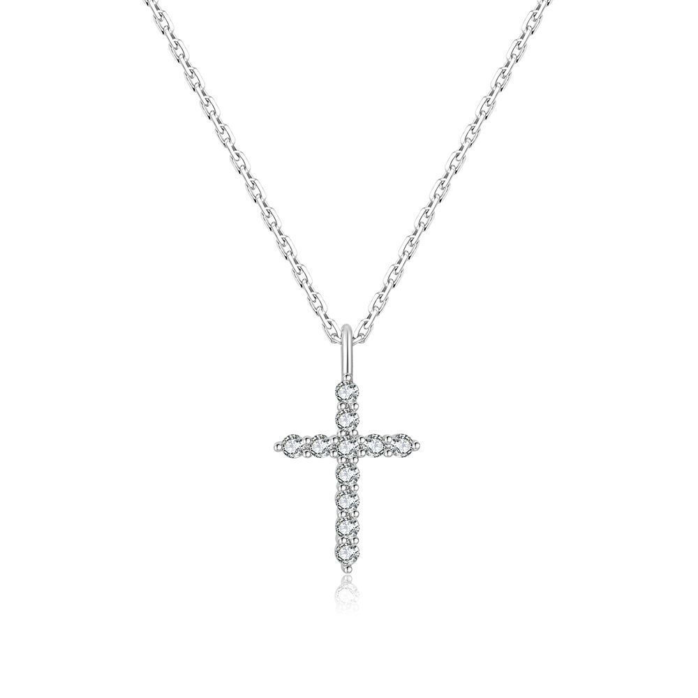 

Classic Copper Zircon Cross Necklace For Fashionable Women Gift For Mothers Day срібний