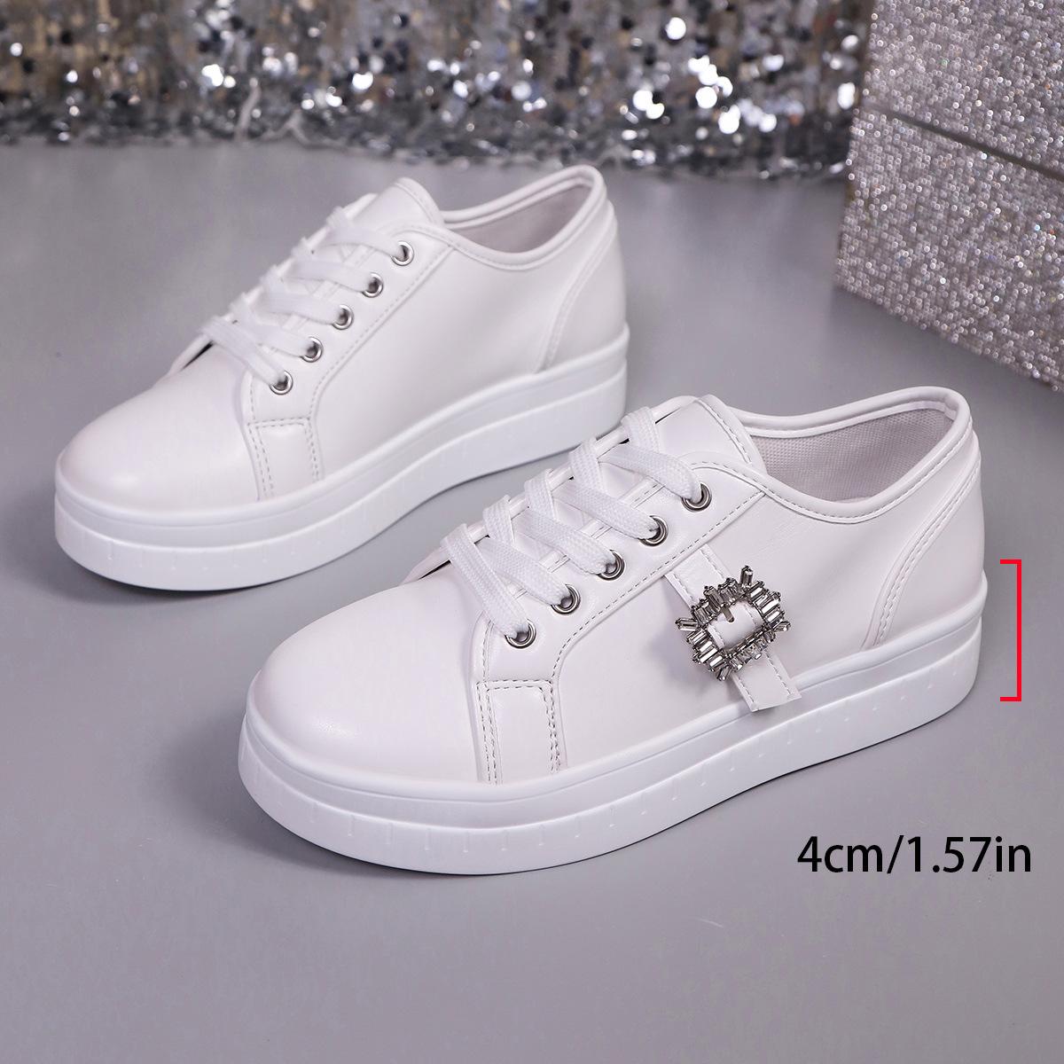 

Women s Leather Casual Shoes Fashion Platform Sneakers Designer Metal Decor Women Shoes Lace Up Vulcanize Shoes De Mujer 36