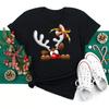Merry Christmas Women's Fashion Santa Claus with Deer Women O-Neck Top Girls Lucky Deer T-shirts Harajuku Short Sleeve Casual